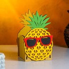 Декоративное кашпо для цветов «Ананас», 10.5×10.5×17 см, деревянное, жёлтое 9683881