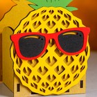 Кашпо деревянное "Ананас", 10,5х10,5х17 см, дуб, жёлтый - фото 54747281