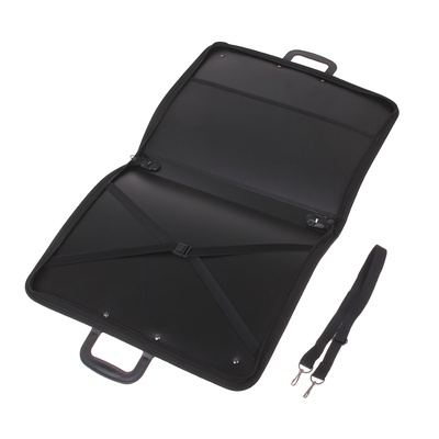 Портфель с 2 отделениями А3, пластиковый, с ручкой, на молнии, с лямкой, для эскизов, чёрный