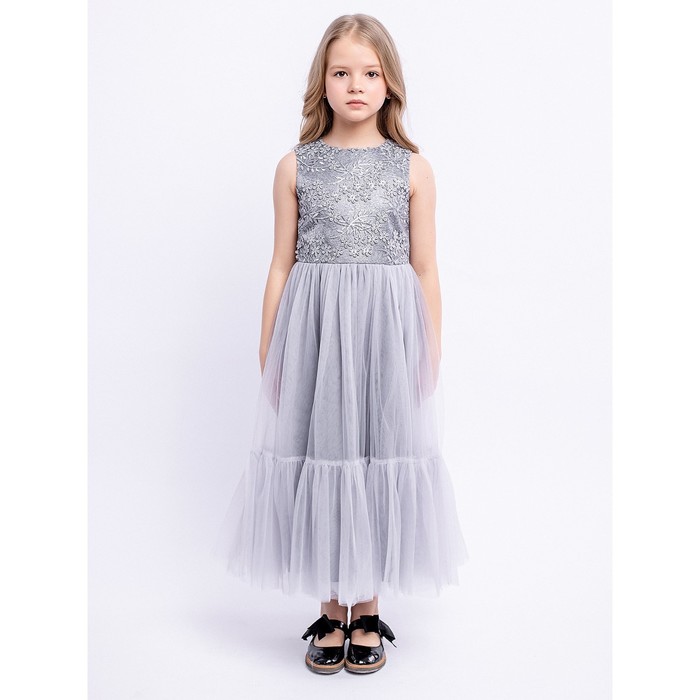 Платье для девочки «Алиса», рост 122 см, цвет серый