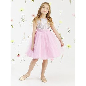 Платье для девочки «Паула», рост 110 см, цвет серо-розовый
