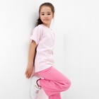 Футболка детская в полоску KAFTAN Basic line, размер 30 (98-104 см), розовый/белый - Фото 4