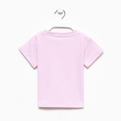 Футболка для девочки в полоску KAFTAN: Basic line, розовая, размер 30, (98-104 см)