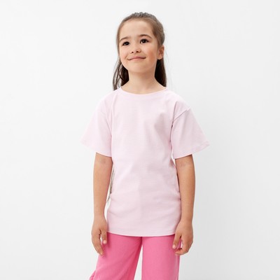 Футболка для девочки в полоску KAFTAN: Basic line, розовая, размер 36 (134-140 см)