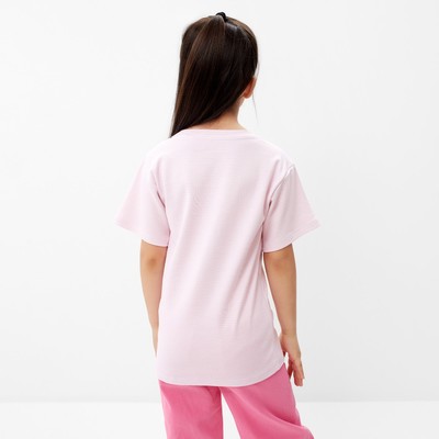 Футболка для девочки в полоску KAFTAN: Basic line, розовая, размер 36 (134-140 см)