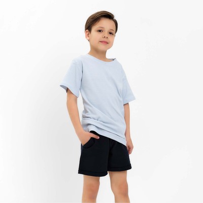 Футболка детская в полоску KAFTAN Basic line, размер 36 (134-140 см), голубой/белый