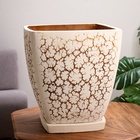 Горшок для цветов «Персей», 60 л, 41×41×49 см, керамический, с поддоном, бежевый  (артикул 9685745)  большой выбор товаров оптом и в розницу по низким ценам с доставкой