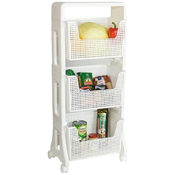 Этажёрка SUPRA RS-F095401, 96х40х26 см, 3-х ярусная, белый - Фото 1