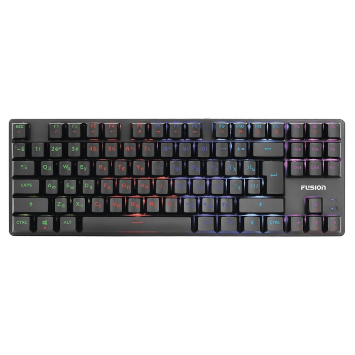 Клавиатура Fusion GK-905, игровая, проводная, механическая, 87 клавиши, USB, подсветка, чёрная  973