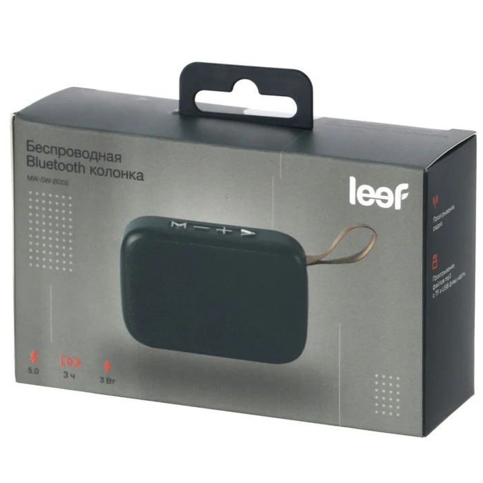 Портативная колонка LEEF MW-SW-B005, 3 Вт, BT 5.0, microSD, USB, FM, 300 мАч, черная - фото 51327931