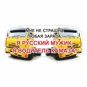 Наклейка на авто "Я водитель КАМАЗа", желтый, 600 х 300 х 1 мм