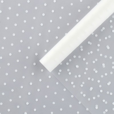 Плёнка для цветов упаковочная матовая «Горошек белый» 0.7×8 м, 40 мкм