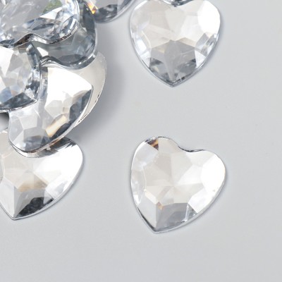 Декоративные элементы для творчества «Арт Узор. Стразы сердце. Прозрачный», набор 30 шт., пластик, 2.5×2.5 см