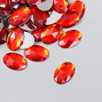 Декор для творчества пластик "Стразы овал. Красный" набор 150 шт 1х1,4 см