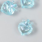 Бусина для творчества пластик "Сердечко с короной голубое" 2,1х1,4х2,5 см - фото 8103678