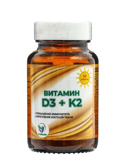 Витамин D3 + K2 Vitamuno, 600 МЕ, 60 таблеток