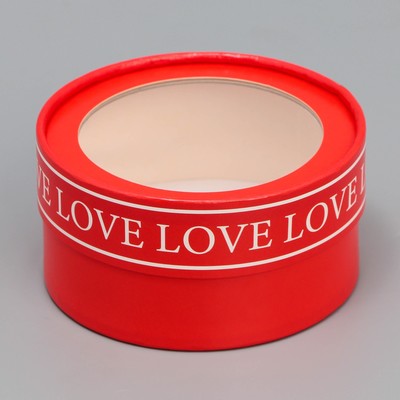 Коробка для макарун, кондитерская упаковка тубус с окном Love, 12×12×5 см