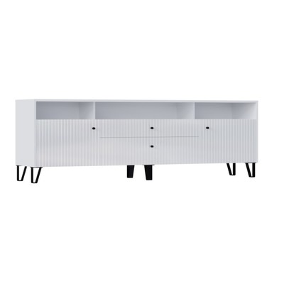 Тумба под ТВ «Оливия», 2000×426×668 мм, цвет белый / белый глянец