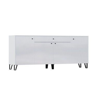 Комод напольный для гостиной «Оливия», 1 ящик, 4 дверцы, 2000×426×830 мм, цвето белый/белый глянец