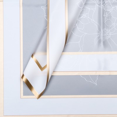 Пленка для цветов матовая, «Цветы с каймой», 58×58 см, белый