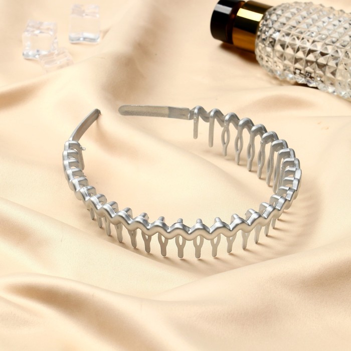 Ободок для волос "Шейла" волна длинные зубчики, 2,5 см, серебро золото - Фото 1