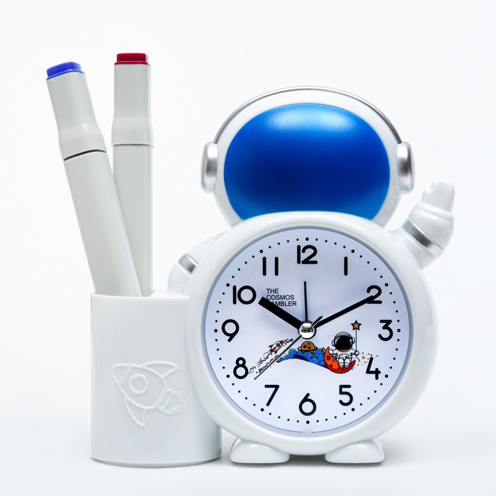 Часы - будильник настольные «Космонавт» с органайзером детские, 14×14.5 см, АА - Фото 1