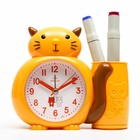 Часы - органайзер с будильником "Кот", дискретный ход, d-8 см, 15.8 х 13.5 см, АА - фото 298753637