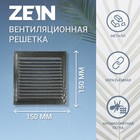 Решетка вентиляционная ZEIN Люкс РМ1515СР, 150 х 150 мм, с сеткой, металлическая, серебряная - фото 8175373
