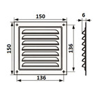Решетка вентиляционная ZEIN Люкс РМ1515СР, 150 х 150 мм, с сеткой, металлическая, серебряная - фото 9178368