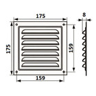 Решетка вентиляционная ZEIN Люкс РМ1717З, 175 х 175 мм, с сеткой, металлическая, золотая - фото 9178381