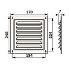 Решетка вентиляционная ZEIN Люкс РМ1724С, 170 х 240 мм, с сеткой, металлическая, серая - фото 9178390