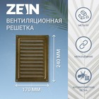 Решетка вентиляционная ZEIN Люкс РМ1724З, 170 х 240 мм, с сеткой, металлическая, золотая - Фото 1