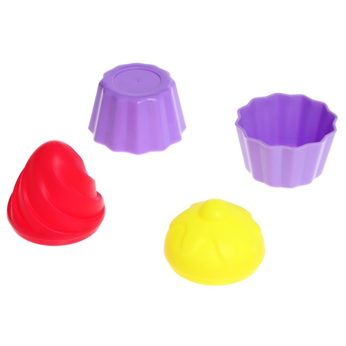 Песочный набор в сетке «Тортик» ведерки, свечки, лопатки, тарелочки, формочки, МИКС 63230