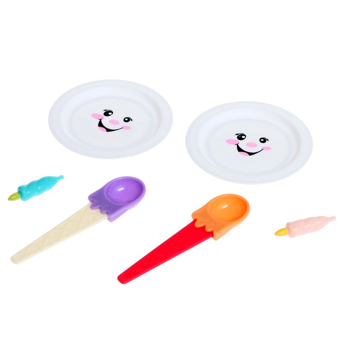 Песочный набор в сетке «Тортик» ведерки, свечки, лопатки, тарелочки, формочки, МИКС 63230