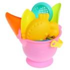 Песочный набор в сетке: ведёрко, лопатка, сито, кораблик, 2 формочки, МИКС - фото 24427013