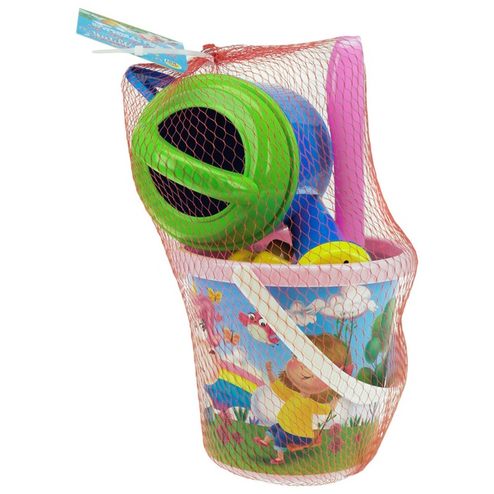 Песочный набор №91: ведро №8 «Единорог Лучик», лопатка 22 см, лейка, формочки 3 шт. 63234