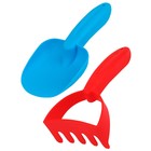 Песочный набор в сетке: ведёрко с крышкой, лейка, грабли, лопатка, формочки 2 шт., МИКС - фото 24247725