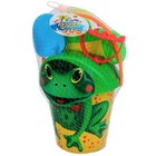 Песочный набор в сетке: ведёрко с крышкой, лейка, грабли, лопатка, формочки 2 шт., МИКС - фото 24247726