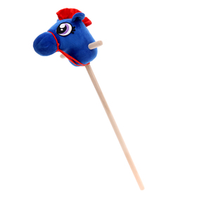 Мягкая игрушка «Конь-скакун», на палке, цвет синий Ош