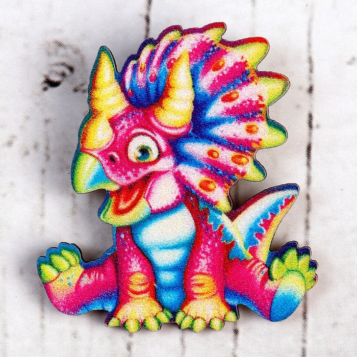 Деревянный значок «Трицератопс» - Фото 1