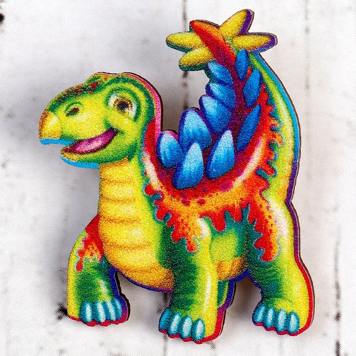 Деревянный значок  «Стегозавр»