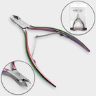 Кусачки маникюрные для кутикулы, изогнутое лезвие, двойная пружина, 10.5 см, длина лезвия-5 мм, цвет хамелеон - Фото 3