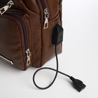 Сумка-слинг мужская из искусственной кожи, с USB, цвет тёмно-коричневый - Фото 4