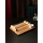 Подарочный набор для подачи шашлыка: доска - тарелка 30×24×5.5 см, опахало, соусник, берёза - фото 4380733