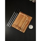Подарочный набор для подачи шашлыка: доска - тарелка 30×24×5.5 см, опахало, соусник, берёза - фото 4380736