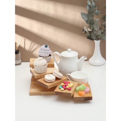 Доска для подачи с подиумами Adelica, 28×19.5×11 см, 5 ступеней, пропитана маслом, дерево берёза