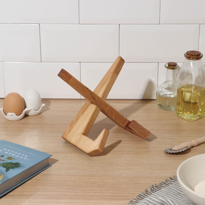 Подставка деревянная для книг, планшетов Adelica, 16.5×12.5×16.5 см, длина 1 детали 22.5 см, берёза - Фото 1