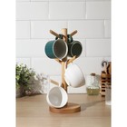 Подставка деревянная для кружек Adelica, основа d=13×1.8 см, высота 34 см, вешалка 6.5 см, берёза - Фото 1