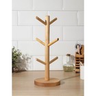 Подставка деревянная для кружек Adelica, основа d=13×1.8 см, высота 34 см, вешалка 6.5 см, берёза - Фото 2