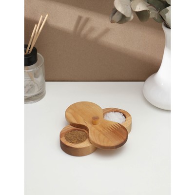 Набор деревянный для специй с крышкой Adelica, для соли и перца, пропитан маслом, 12,5×6×2,5 см, берёза